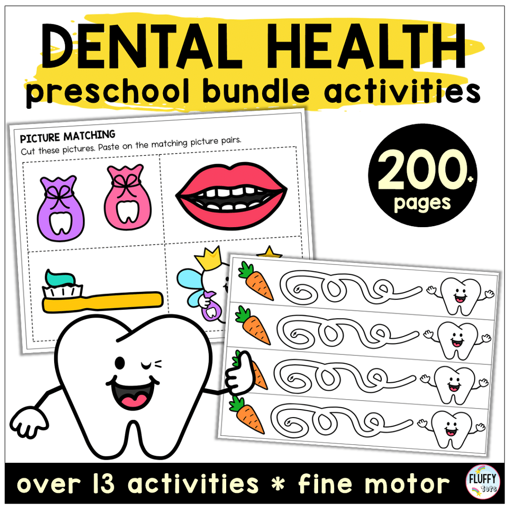 50 Pages of Fun Dental Printables for Toddler and Preschool 5