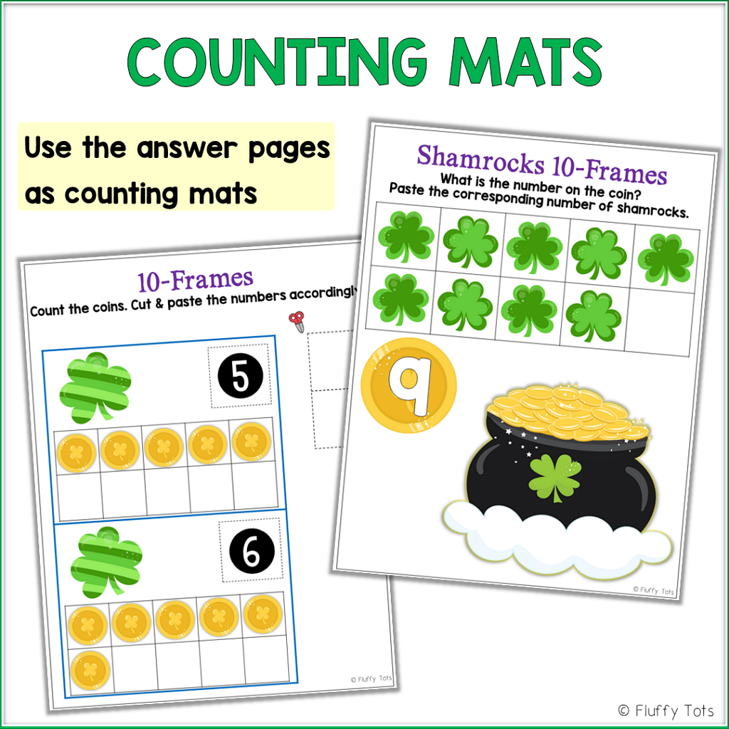 St Patrick's Day math counting mats activities