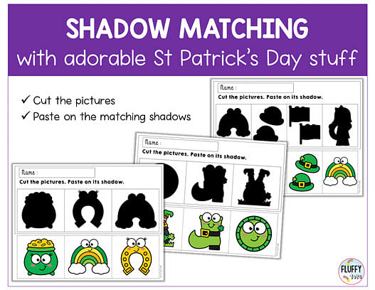 St Patrick's Day Shadow Matching fine motor activities