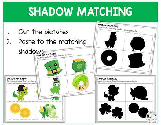 St Patrick's Day fine motor shadow matching activities