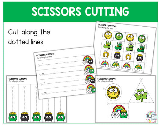 St Patrick's Day fine motor cutting activities
