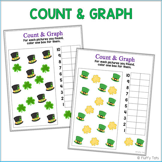 St Patrick's Day counting to 10 math count & graph activities