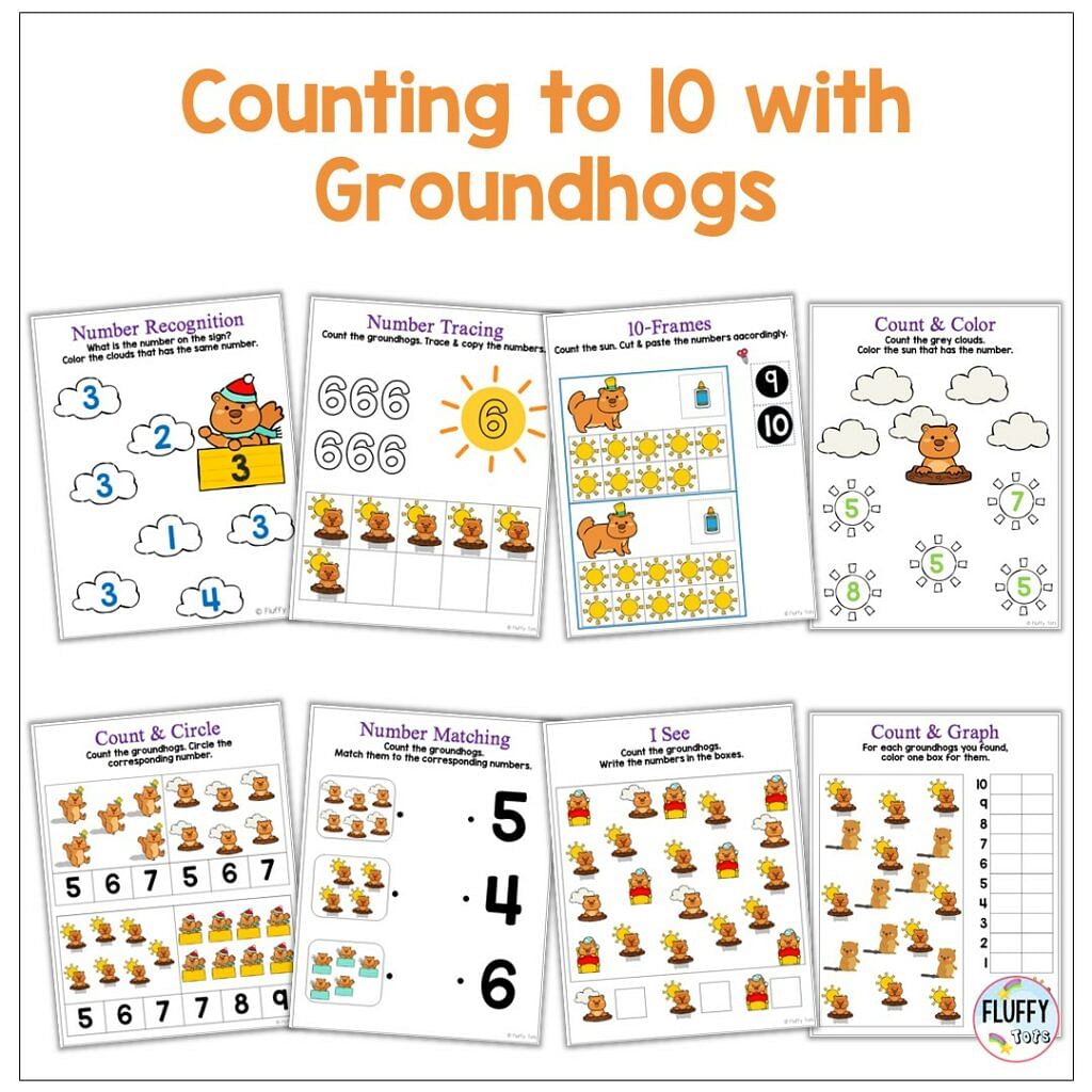 Groundhog's Day preschool math printable