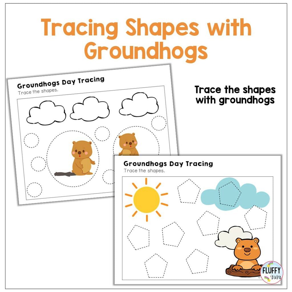 Groundhog's Day tracing shapes printables