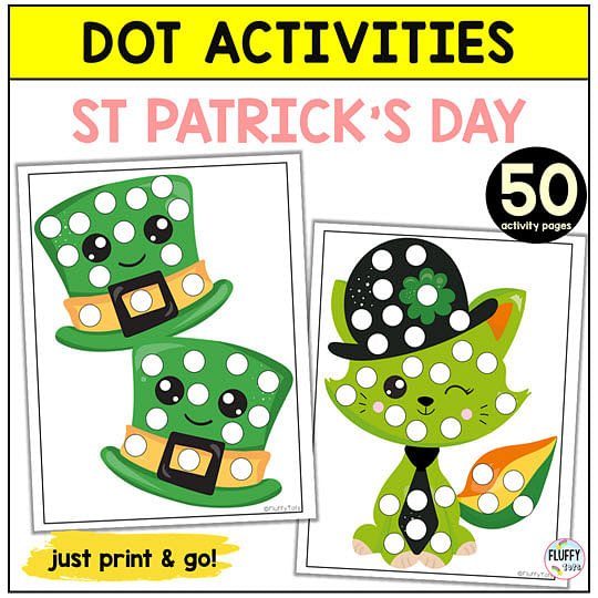 50 Pages of Cute St Patrick's Day Dot Activities to Add to Your Fine Motor Activities 2