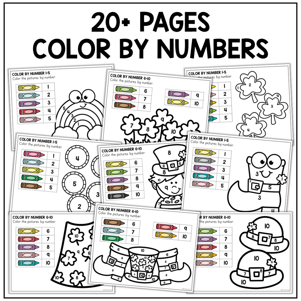 St Patrick's Day math activities color by number