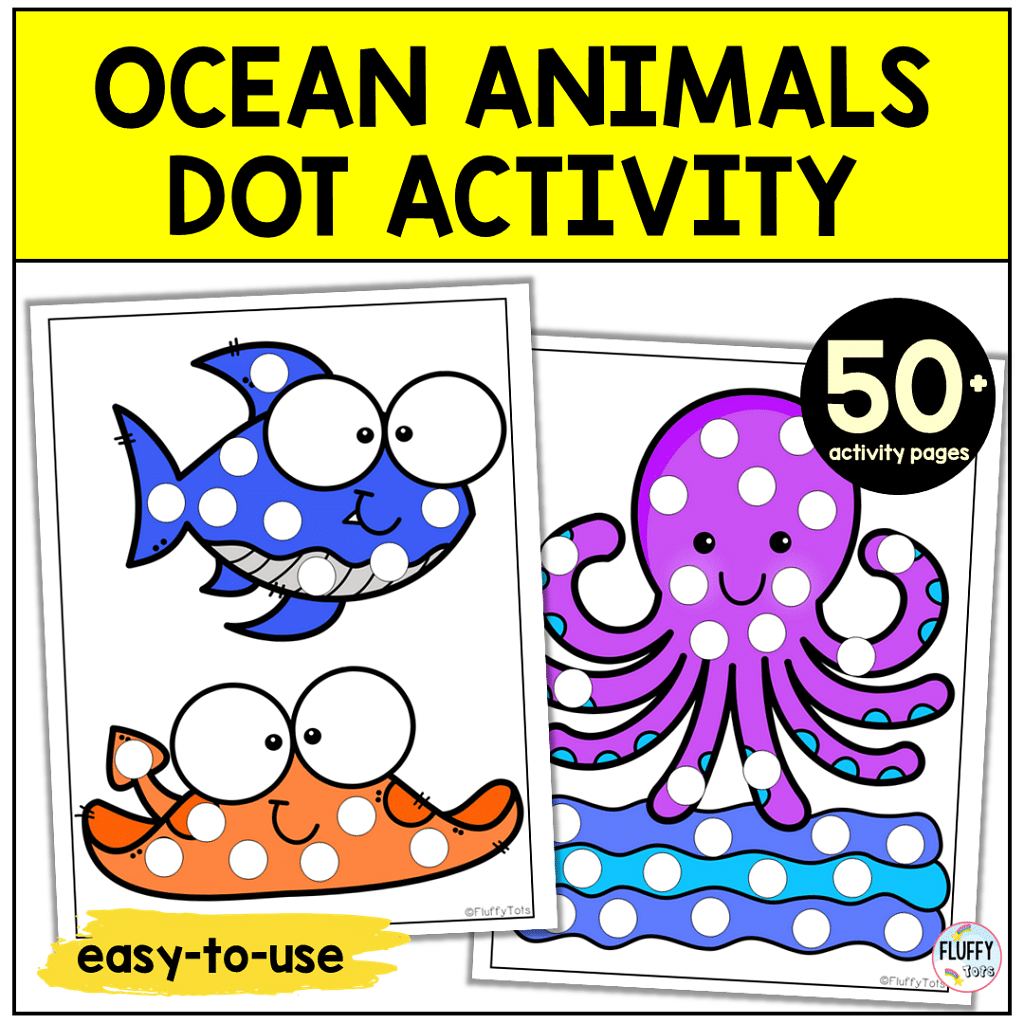 ocean animals summer dot printable pages