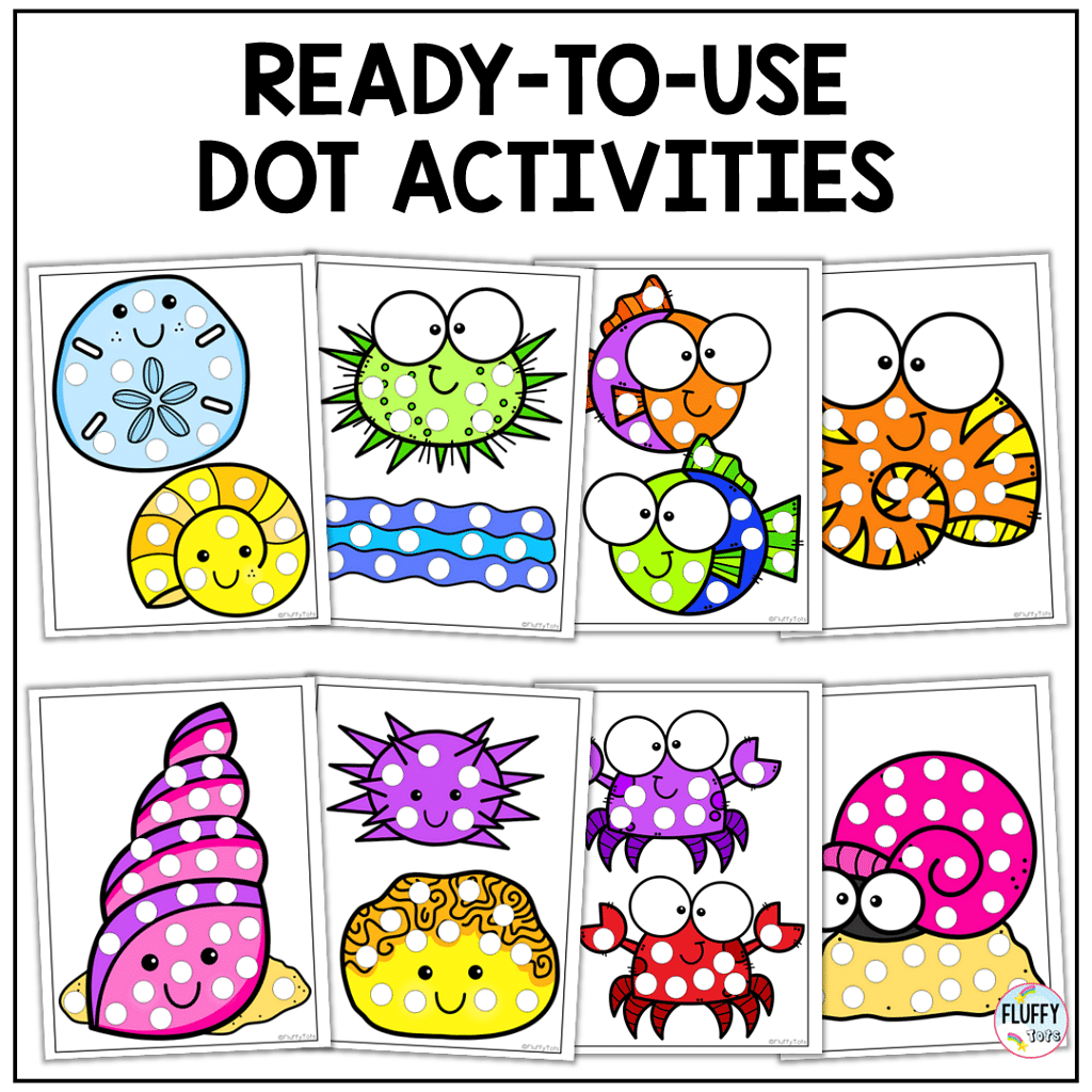 ocean animals dot printable worksheet