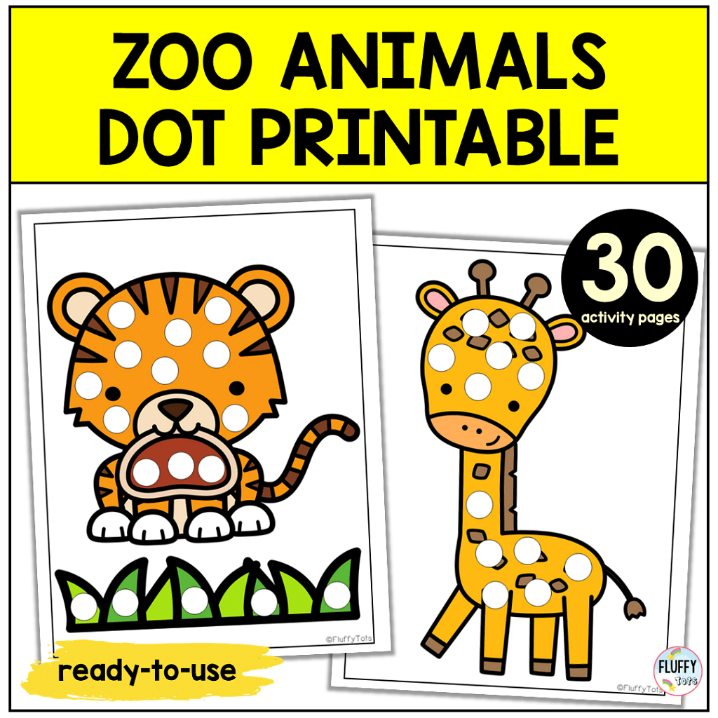 Fun 30 Pages Zoo Animals Dot Printable Activity 1