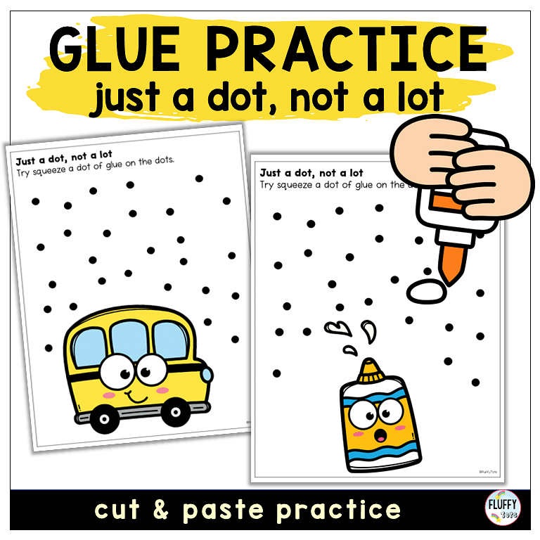 Just  a dot, not a lot printable worksheets for glue practice