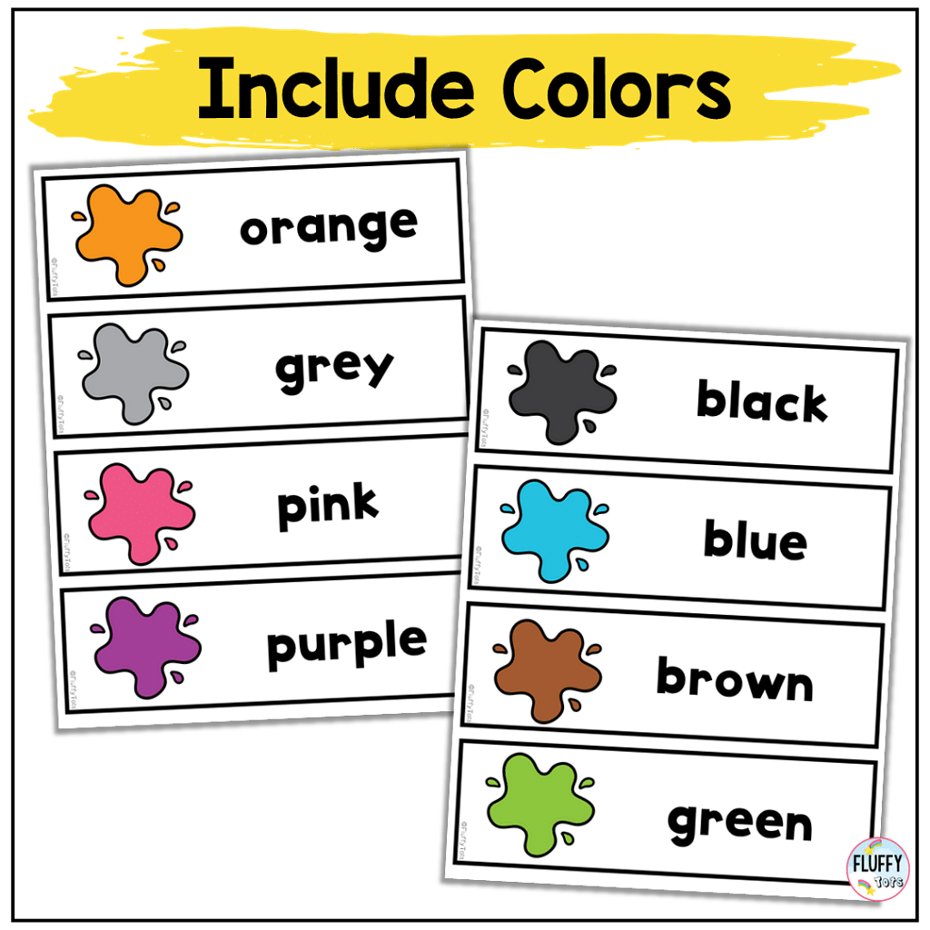 colors classroom labels with pictures