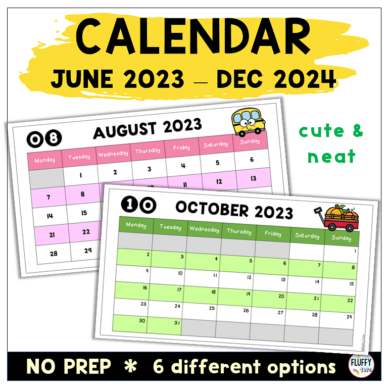 classroom monthly calendar