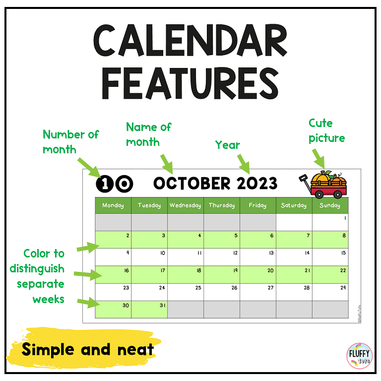 monthly classroom calendars for preschool and kindergarten