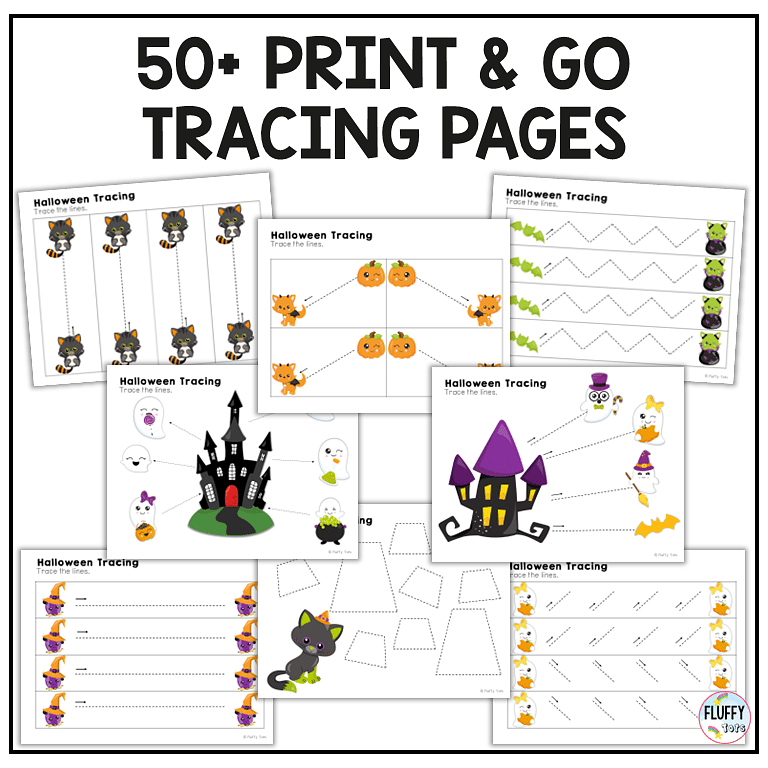 Fun 50+ Pages Non-Spooky Halloween Tracing Printable for Toddlers and Preschoolers 3