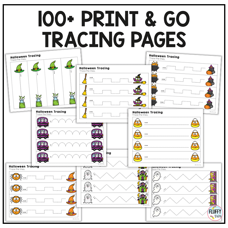 Fun 100+ Pages Non-Spooky Halloween Tracing Worksheets for Toddler and Preschooler 9