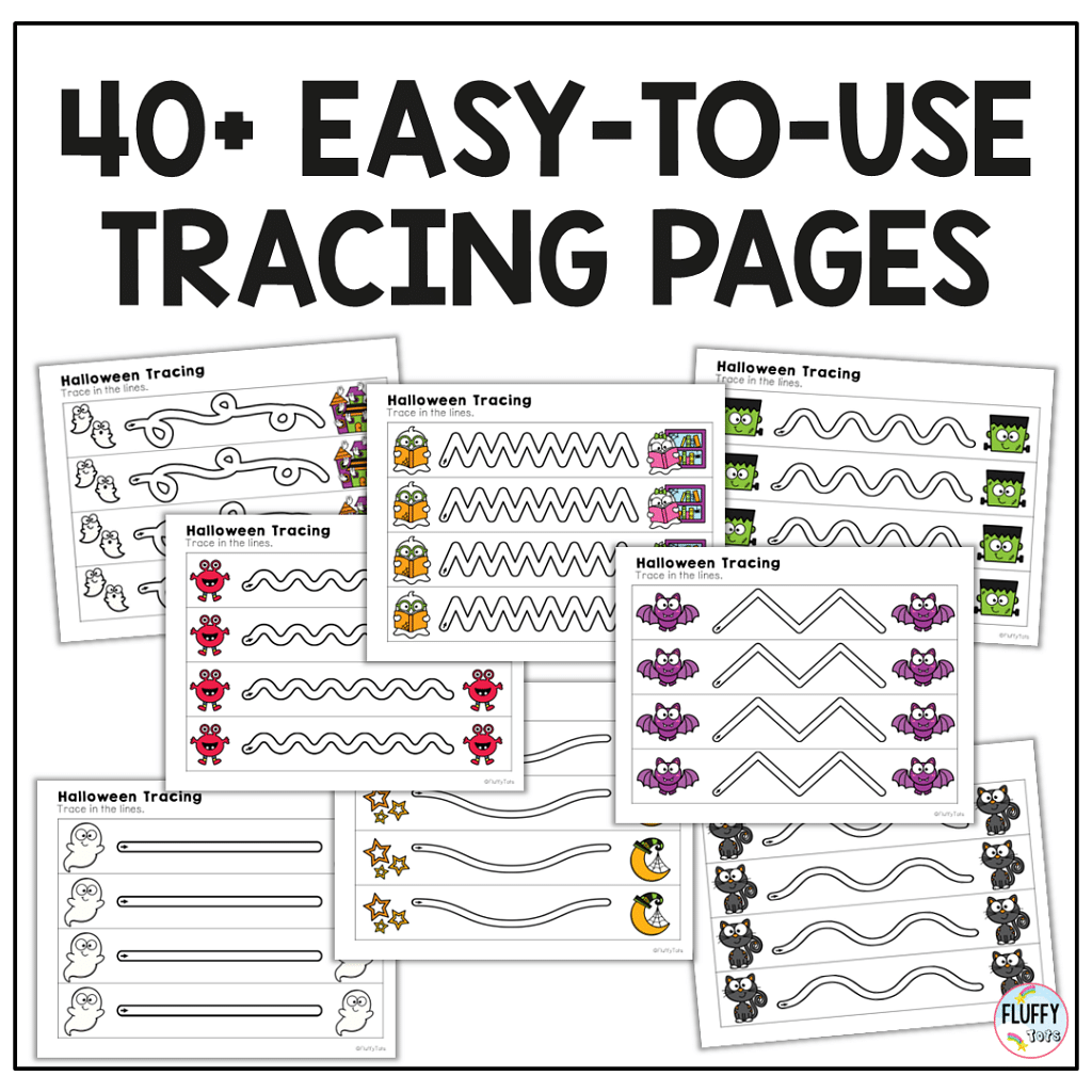 Exciting 40+ Pages Non-Spooky Halloween Tracing Worksheet for Toddler and Preschooler 36