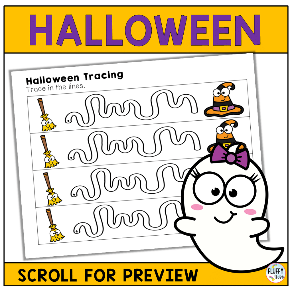 Exciting 40+ Pages Non-Spooky Halloween Tracing Worksheet for Toddler and Preschooler 1