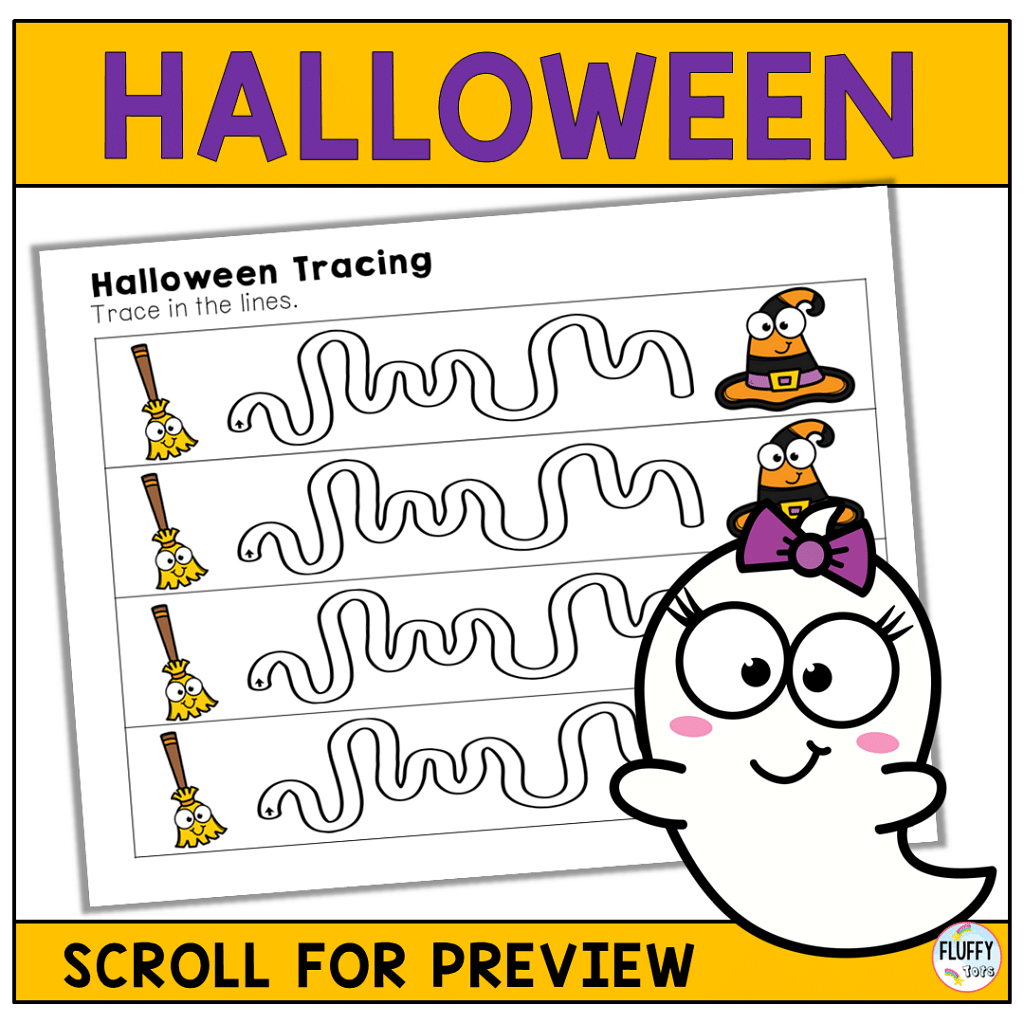 Exciting 40+ Pages Non-Spooky Halloween Tracing Worksheet for Toddler and Preschooler 35