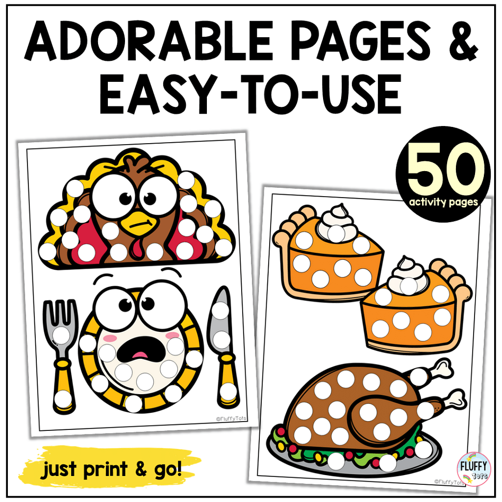 50 Pages of Adorable Thanksgiving Dot Marker Printable Page 2