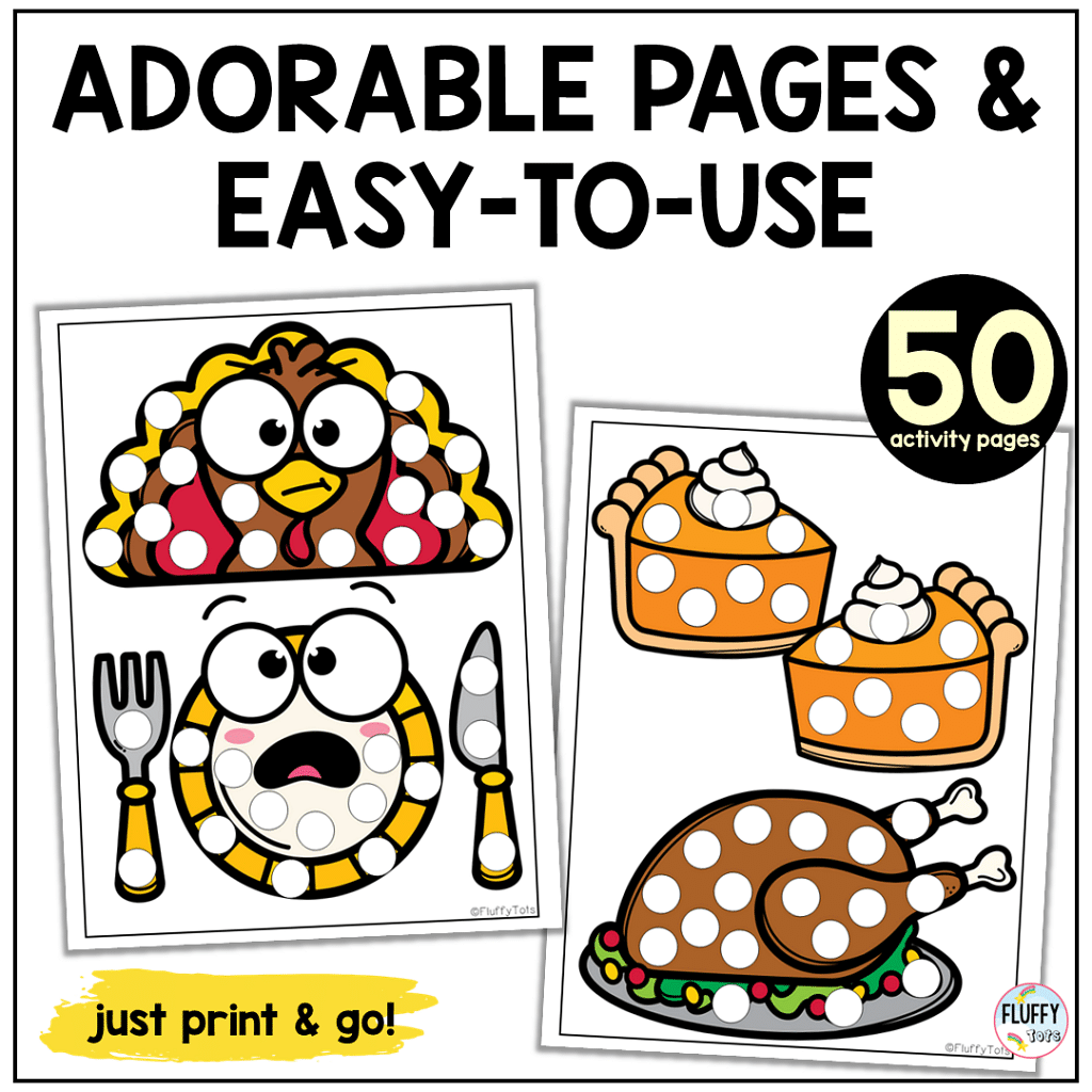 50 Pages of Adorable Thanksgiving Dot Marker Printable Page 6