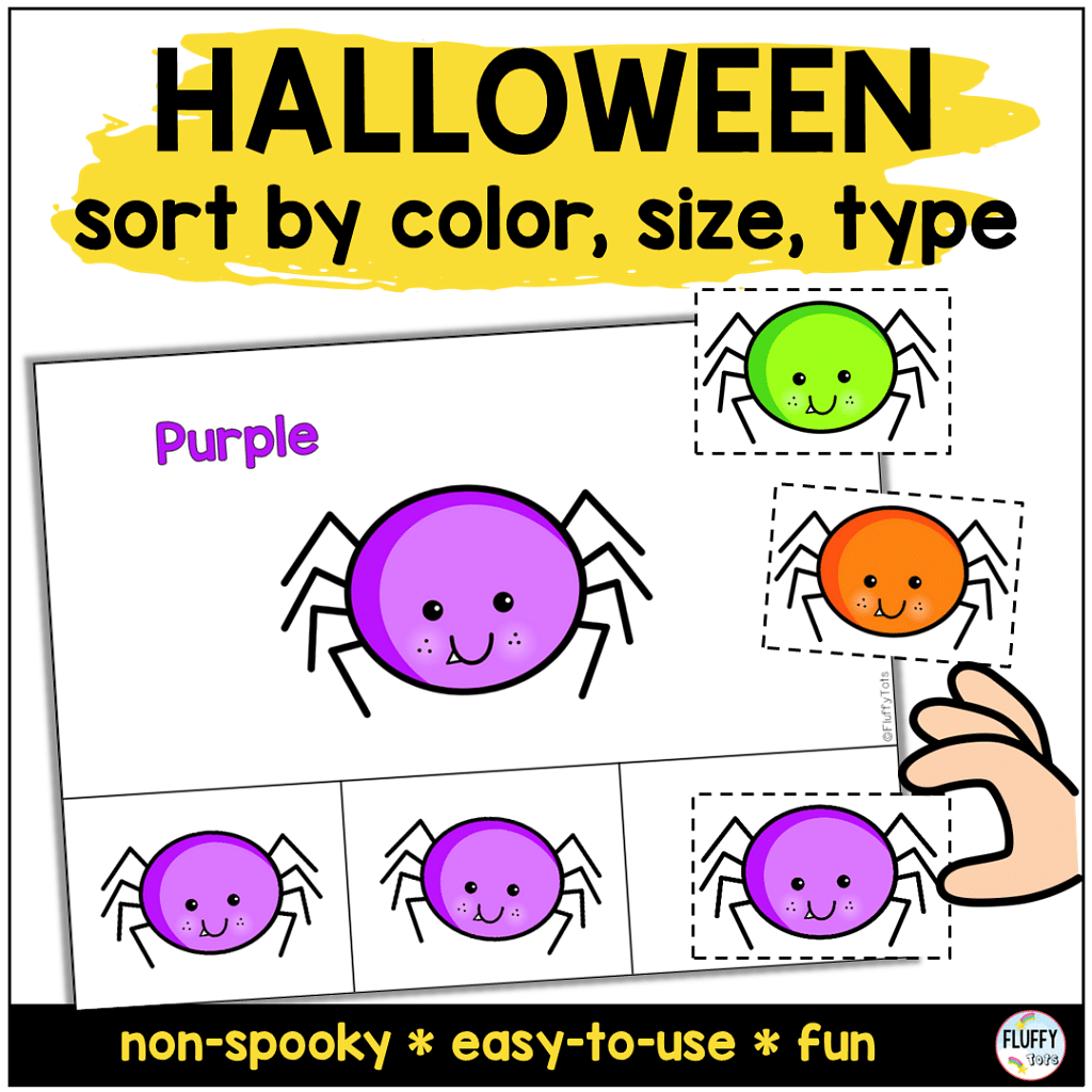 Halloween Fine Motor Printables for Toddler and Preschoolers Sort by Size 1