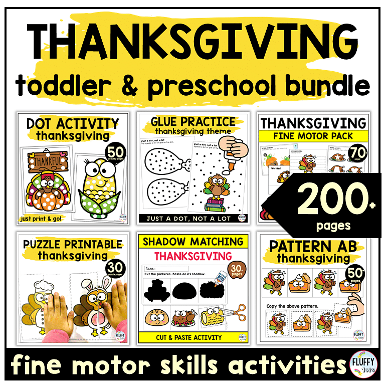 6 Thanksgiving Fine Motor Printables Activities for Toddlers & Preschool Kids 69