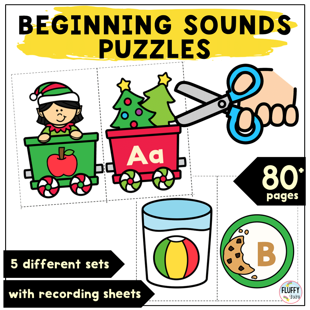 Christmas Beginning Sounds Puzzles : Easy 26 Letter Puzzles 4
