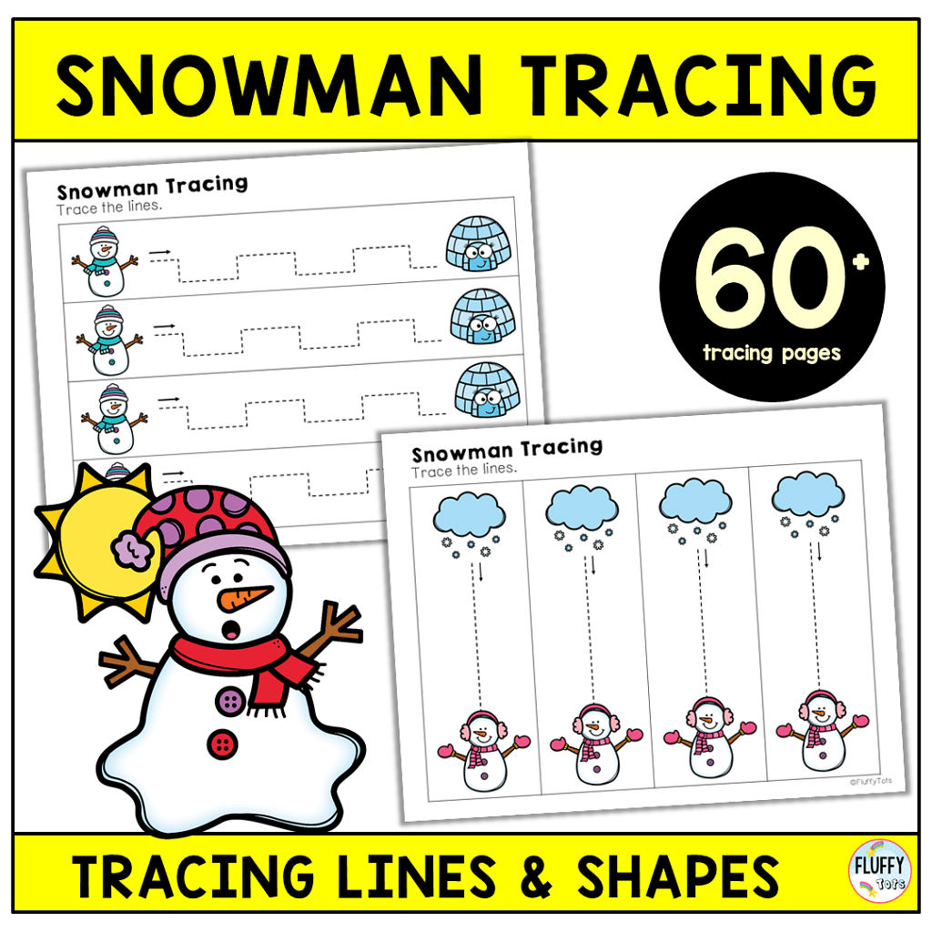 snowman printables preschool tracing pages