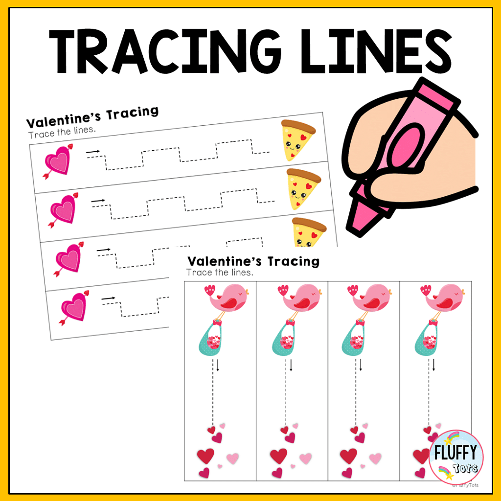 Tracing pages Valentine's Day Preschool Printable