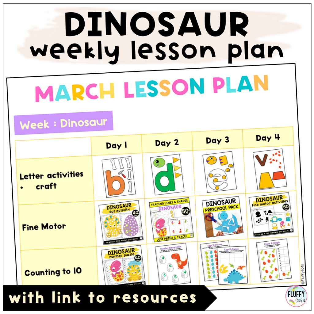 Dinosaur Lesson Plans for toddler and preschoolers