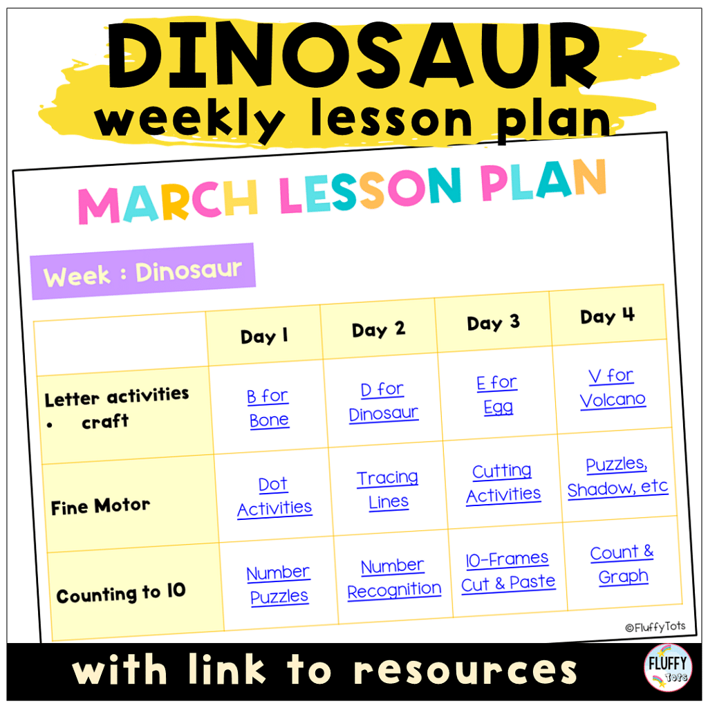 Dinosaur Lesson Plans idea for toddler and preschoolers