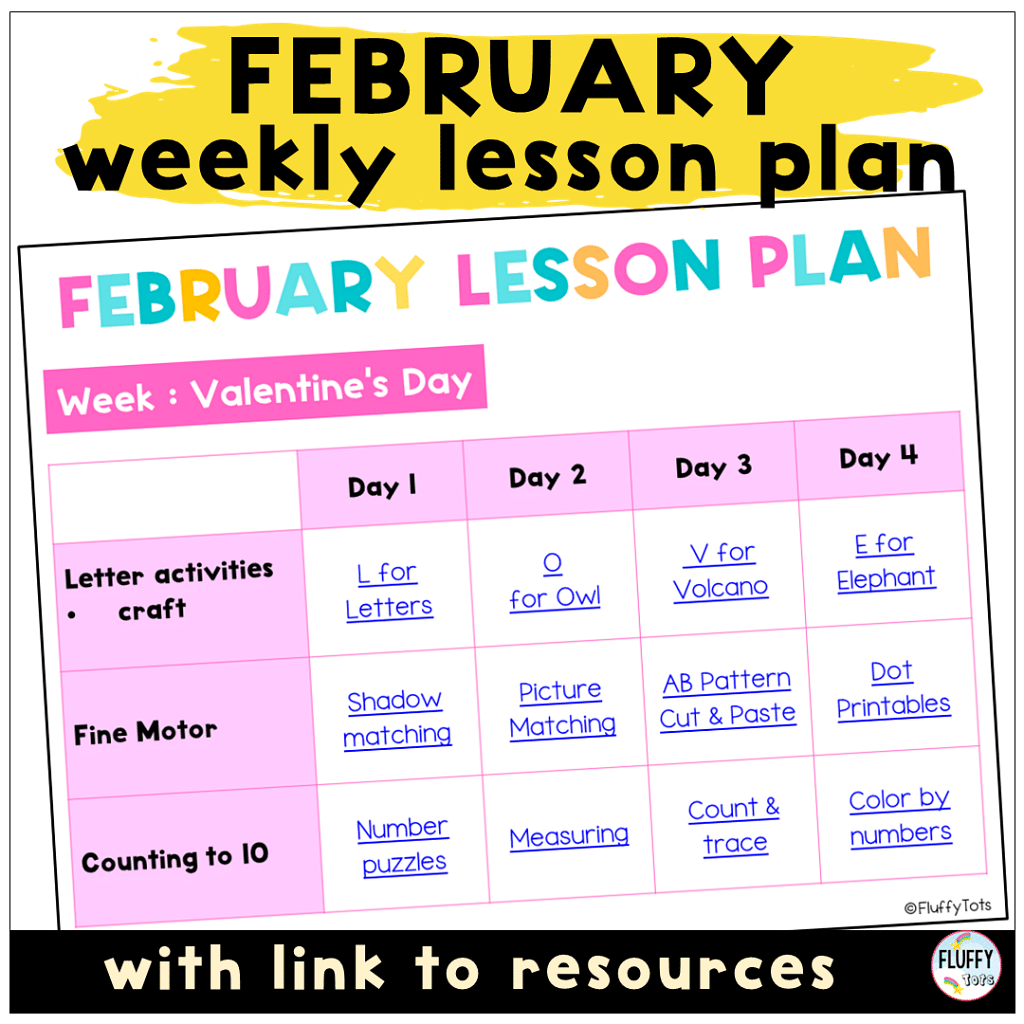 february valentine's day lesson plan for toddler and preschoolers