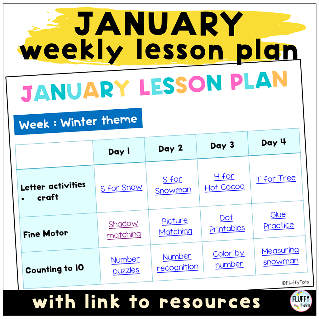 january winter lesson plan idea