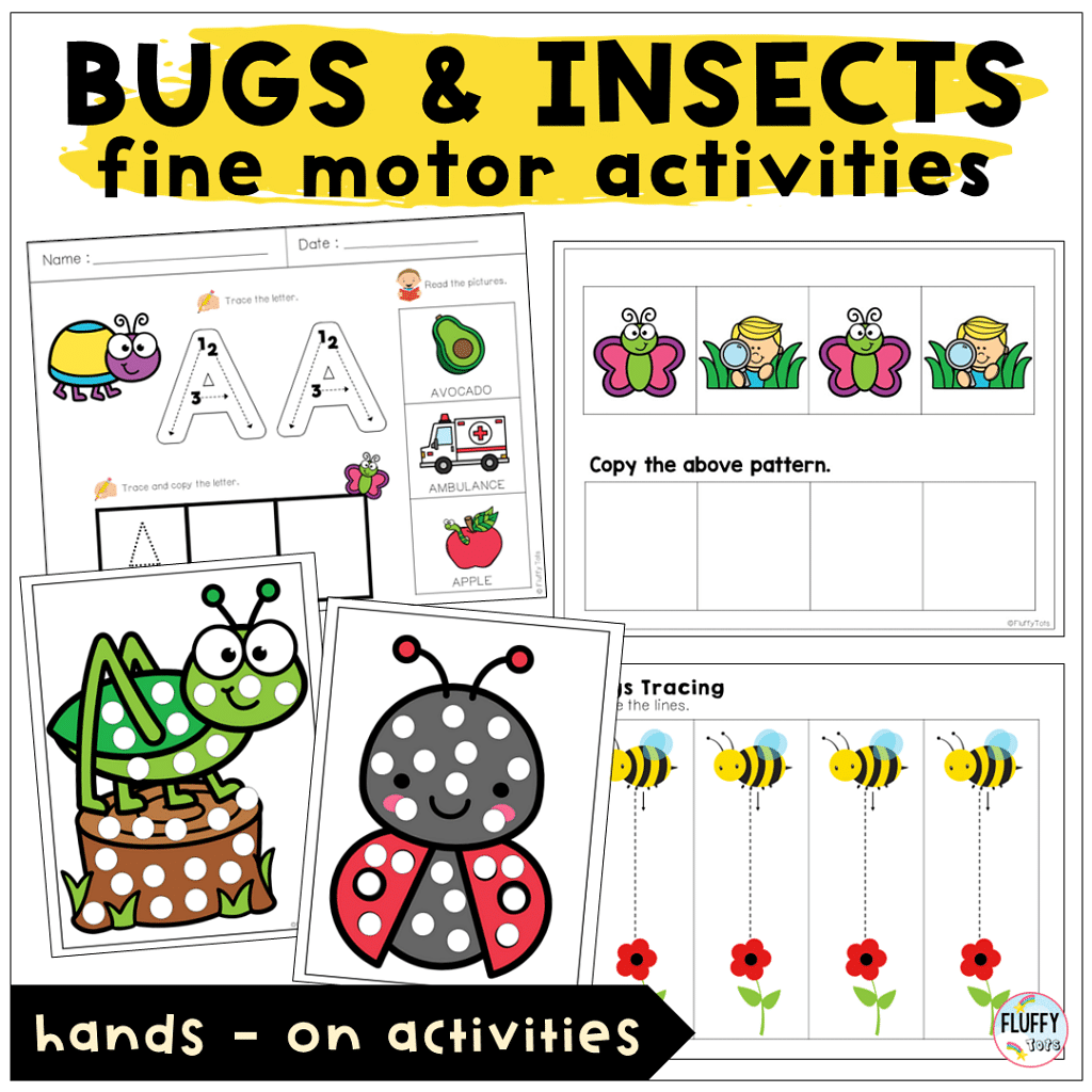 Fine motor activities for Bugs lesson plan for toddler and preschool