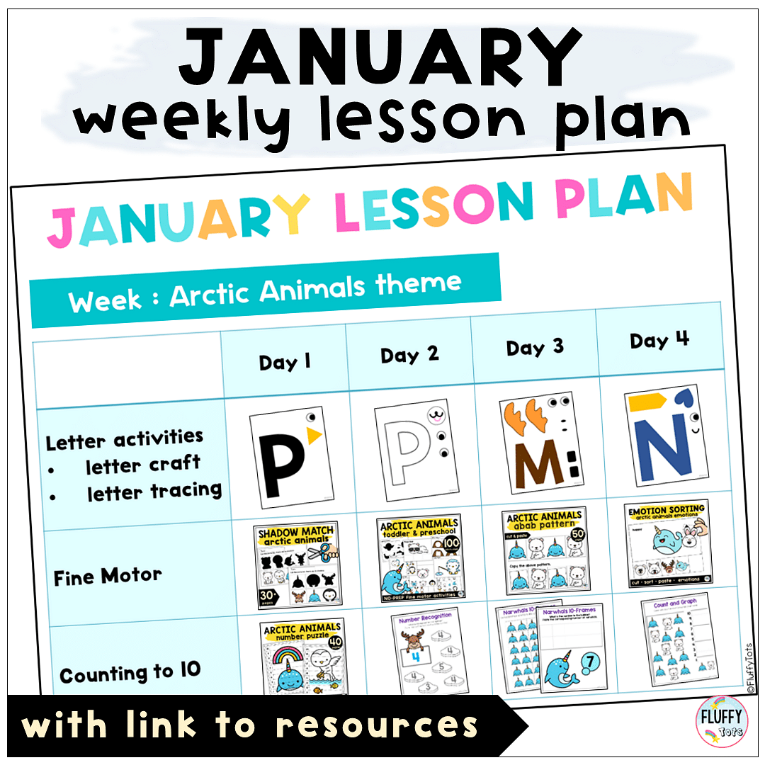 Fun January Lesson Plan Ideas for Toddler and Preschool with 3 Main ...