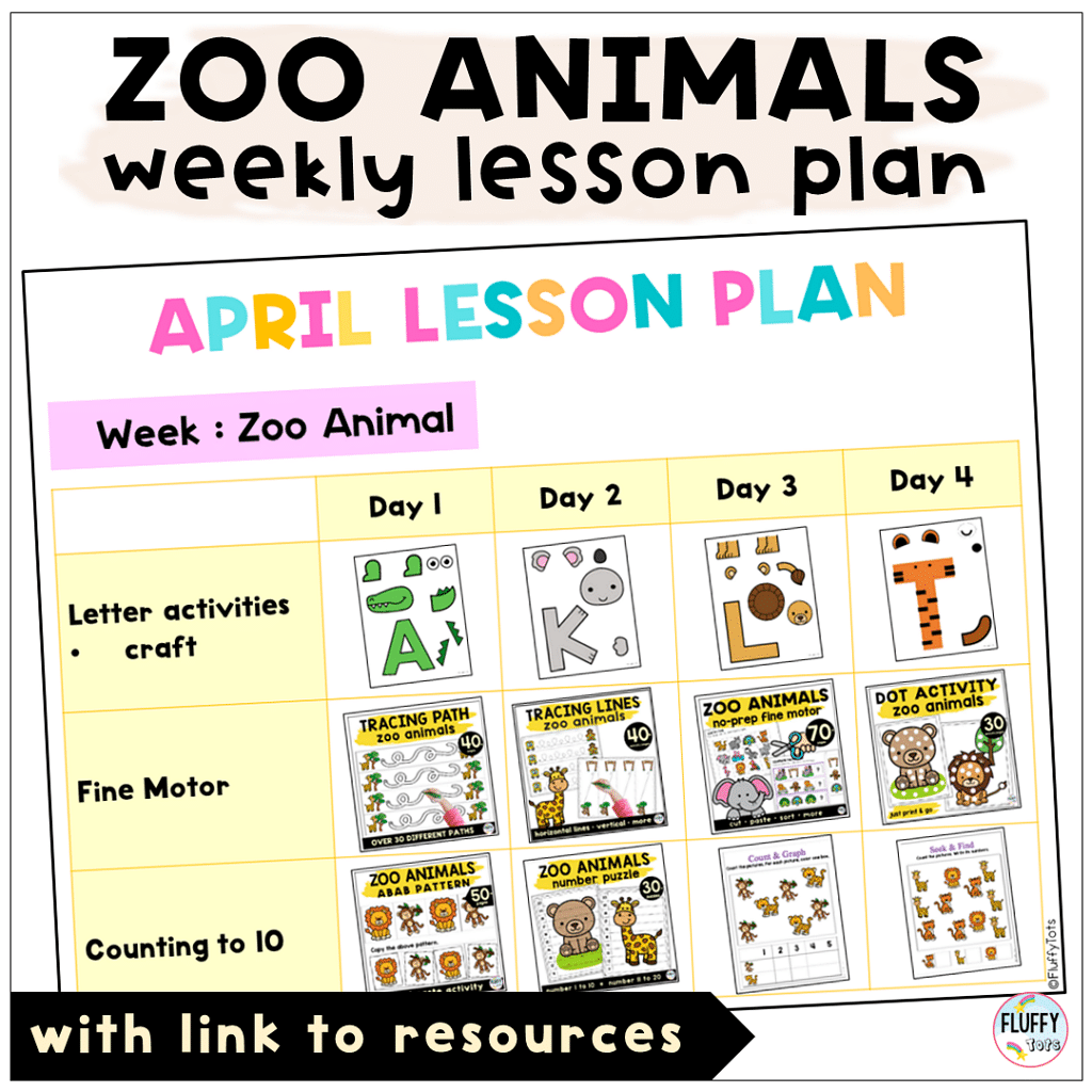 zoo animals lesson plans for preschoolers and toddler