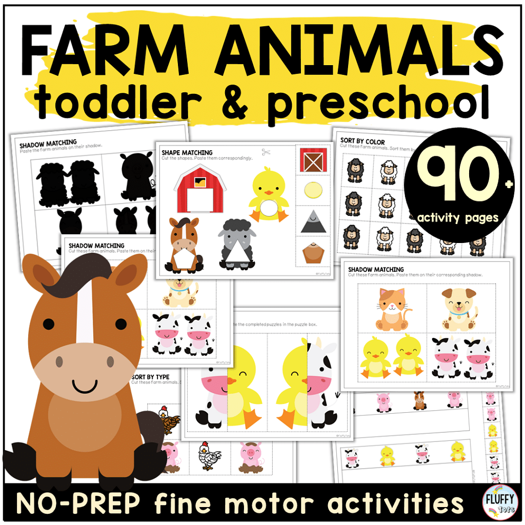 Farm Animals Printables Sort by Size Activities 2