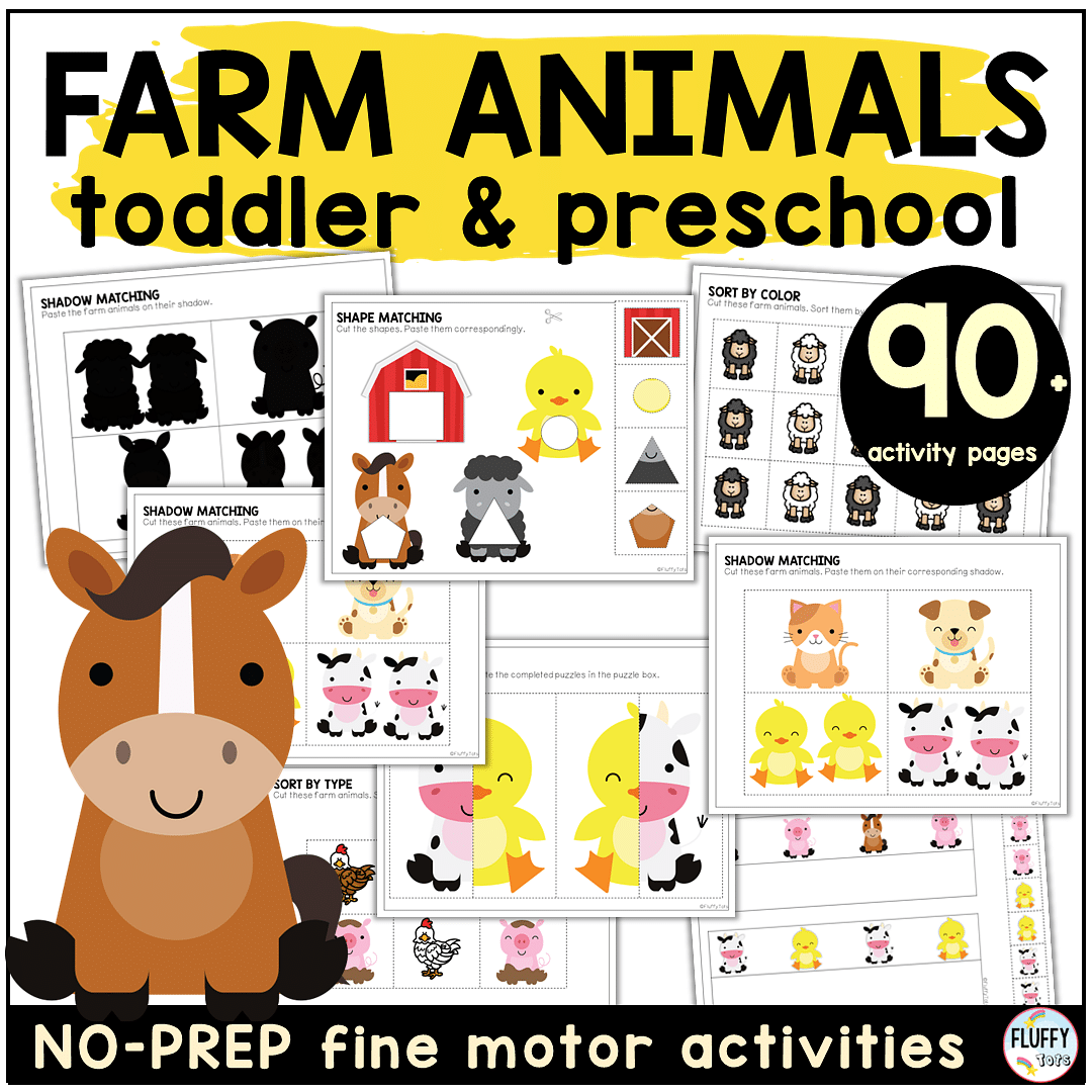 Farm Animals Printables Sort by Size Activities - FluffyTots