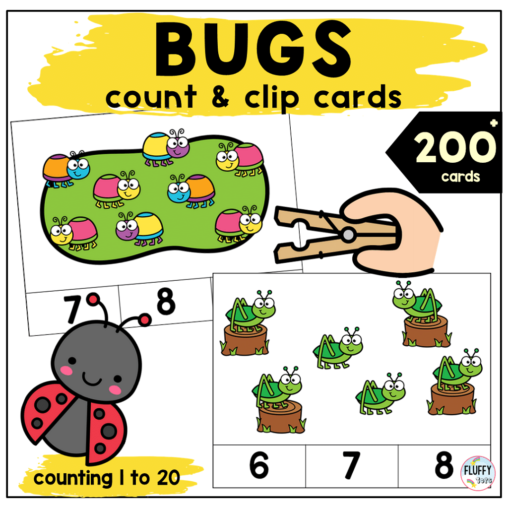 Bugs Count and Clip Cards : FREE 16 Low Prep Exciting Clip Cards 2