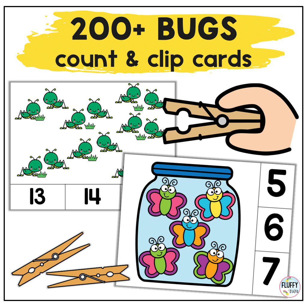 Bugs Count and Clip Cards : FREE 16 Low Prep Exciting Clip Cards 4