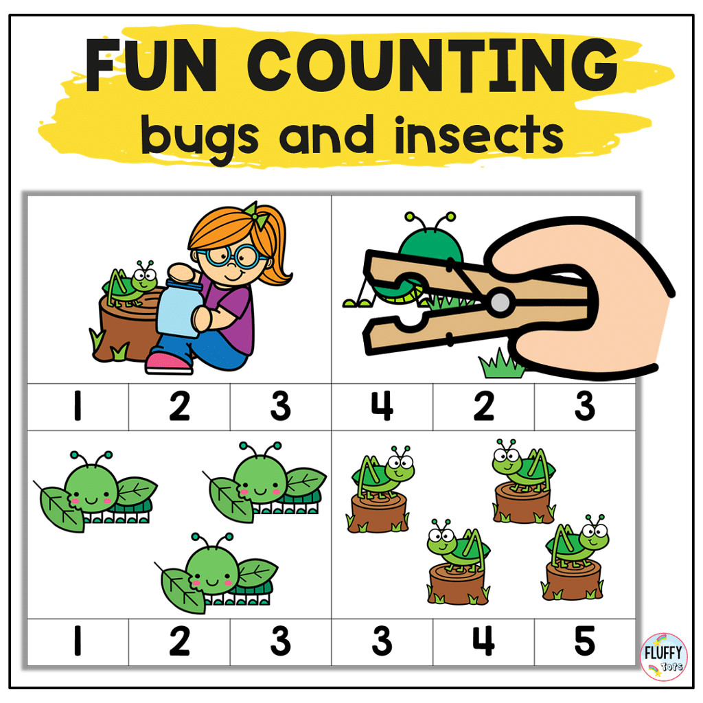 Bugs Count and Clip Cards : FREE 16 Low Prep Exciting Clip Cards 5