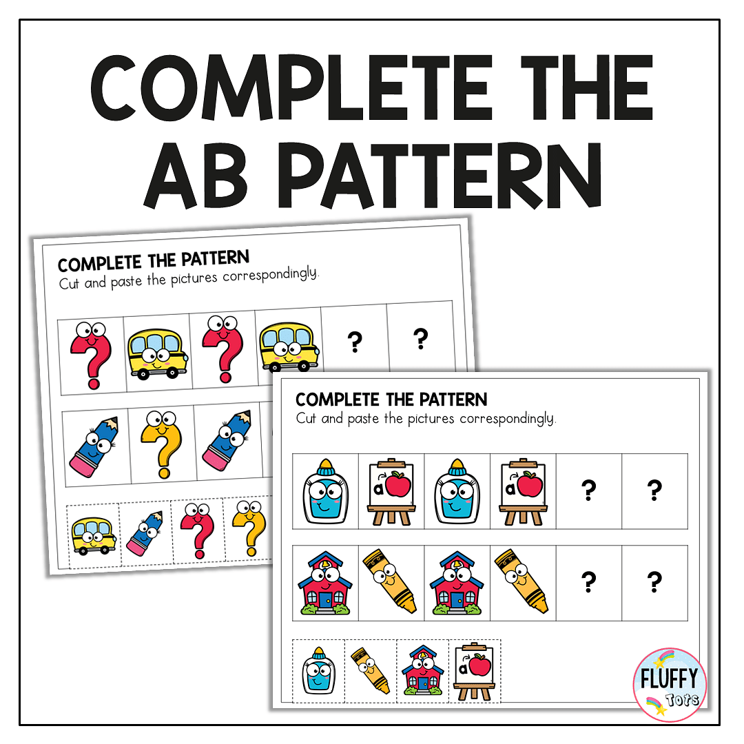 Toddler and preschool AB Patterns Worksheets