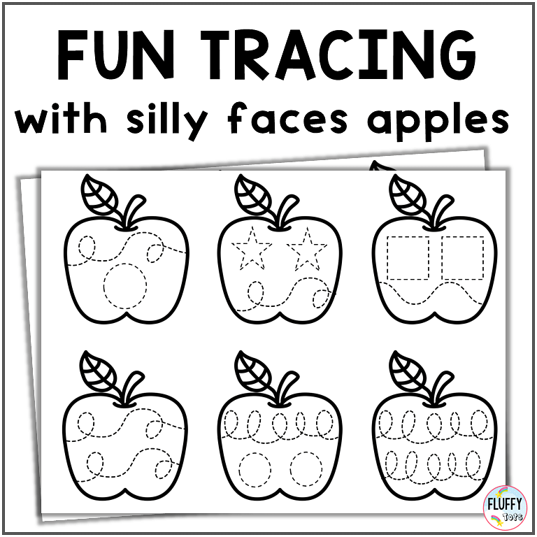 apple tracing worksheet for toddlers and preschoolers