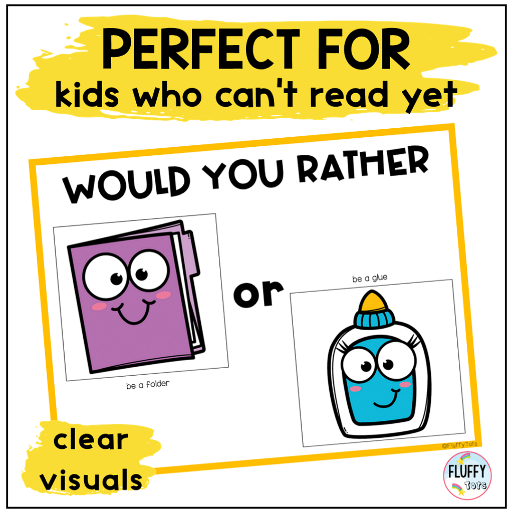 Would You Rather Questions picture cards for Kids