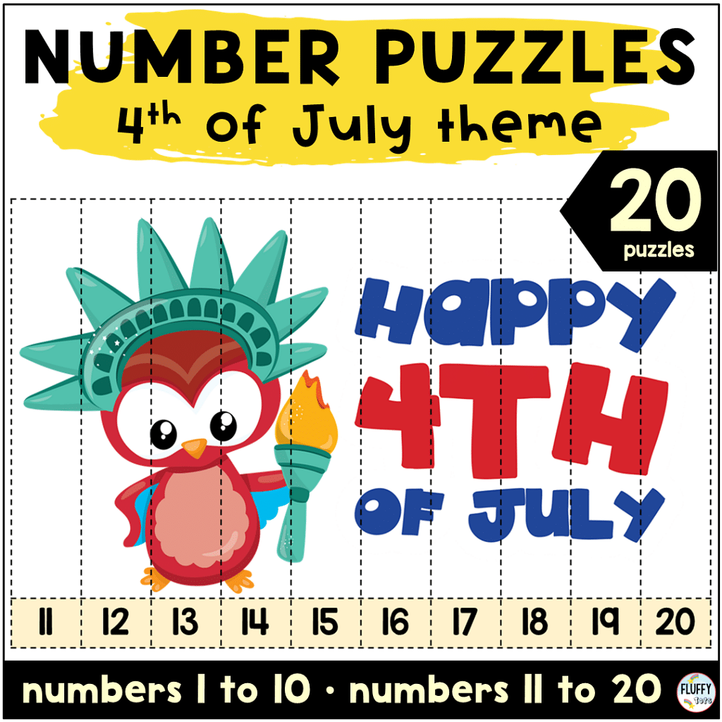 4th of July Number Puzzles : FREE 4 Exciting Puzzles for Your Kids! 1