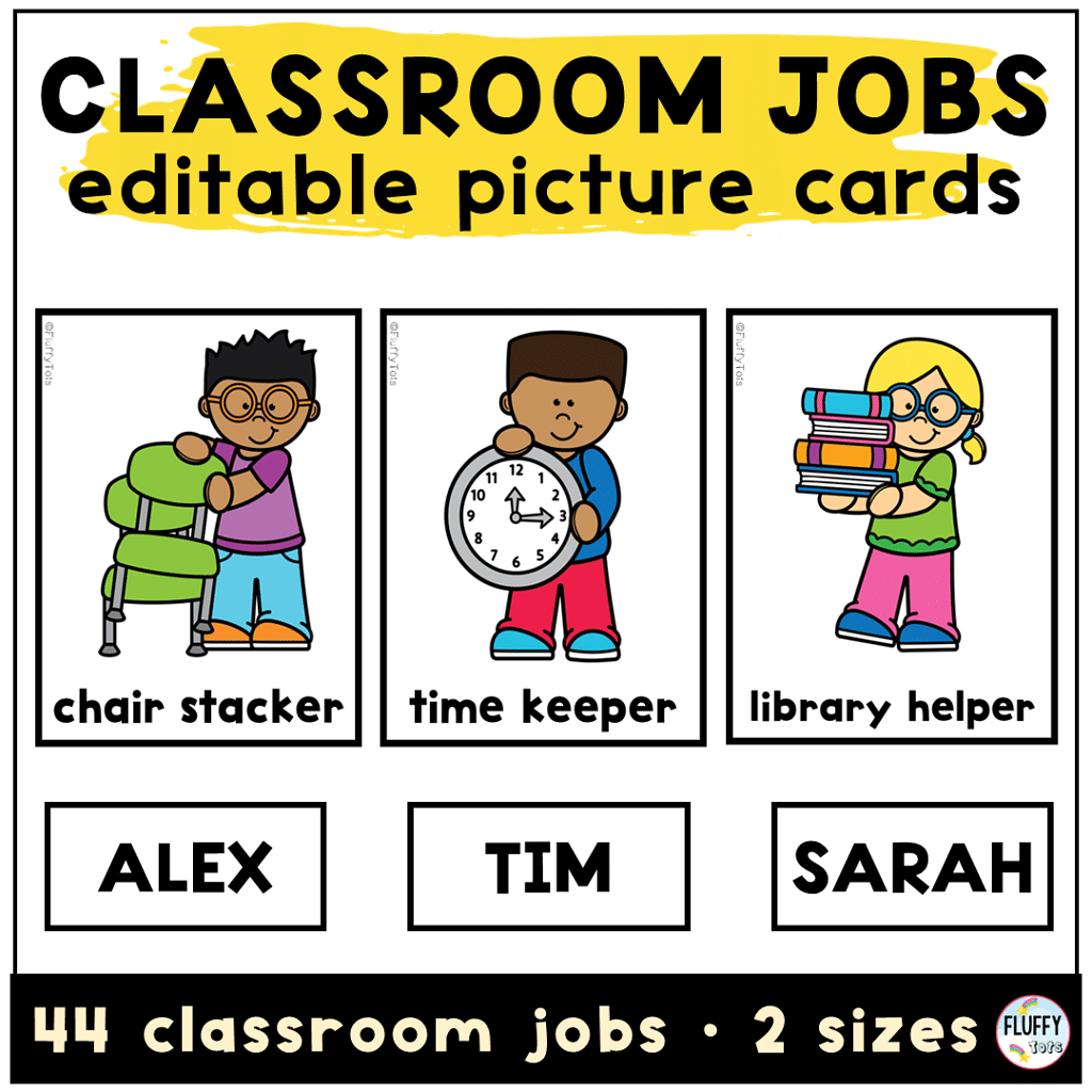 classroom jobs with pictures cards