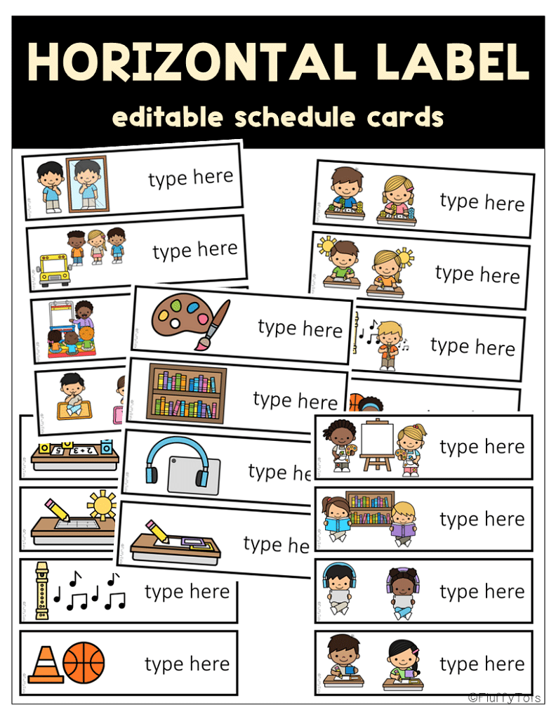 editable Classroom Schedule Cards with Pictures