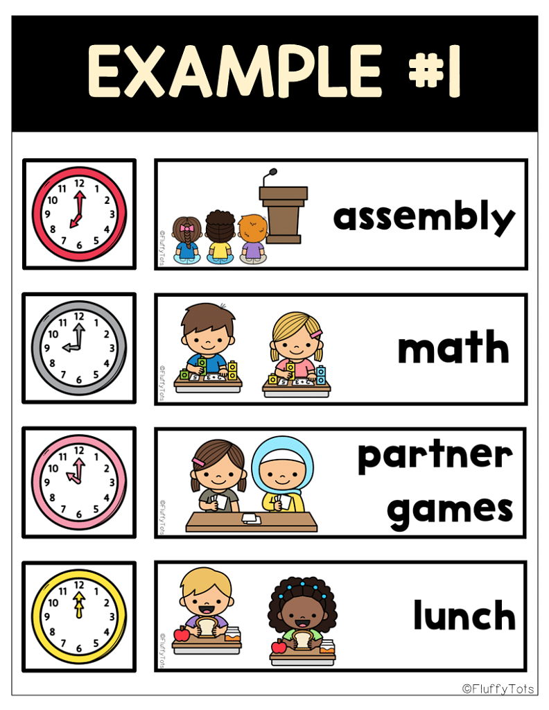 editable Classroom Schedule Cards with Pictures