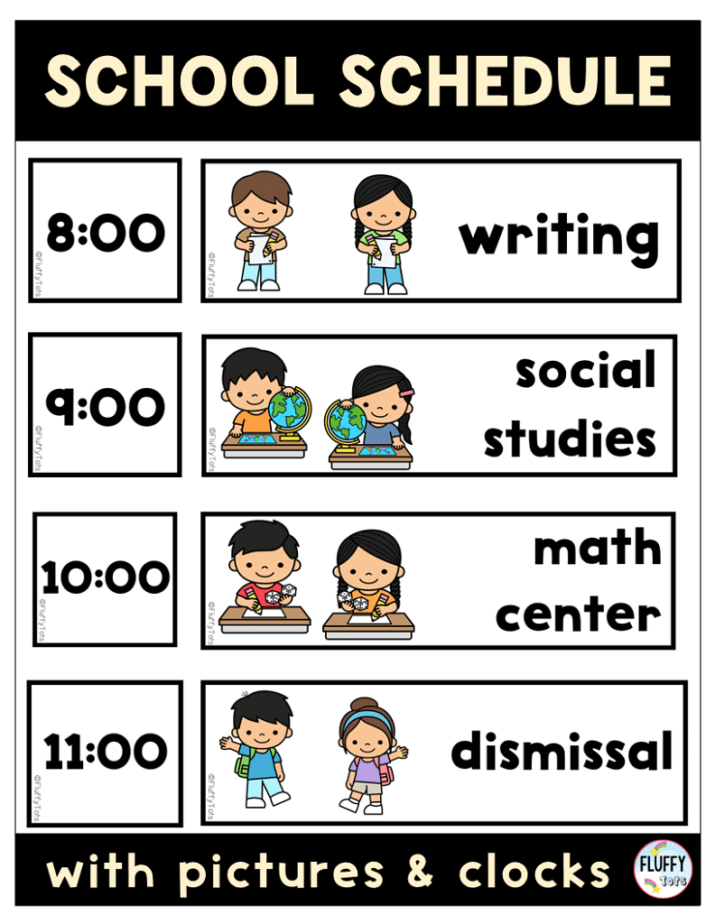 Classroom Schedule Cards with Pictures