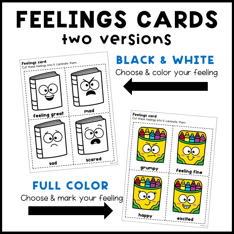 feelings check-in for kids with flash cards